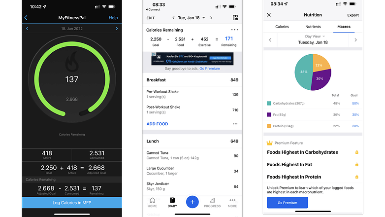 Garmin Connect vs MyFitnessPal