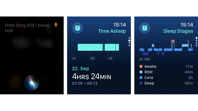 Capturas de tela do recurso de monitoramento do sono no Apple Watch Ultra 2.