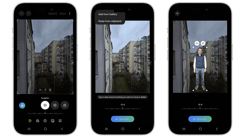 Samsung Galaxy S24: Screenshots von der Bildbearbeitung per Galaxy AI