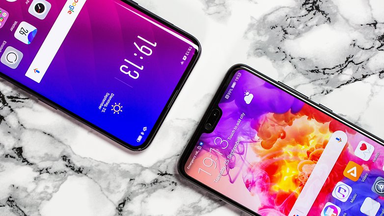 AndroidPIT oppo find x vs huawei p20 pro front detail