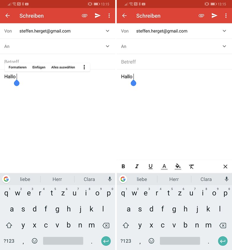 gmail formatieren android