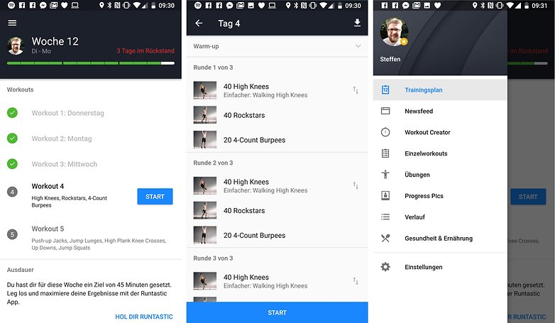 Runtastic app screenshots