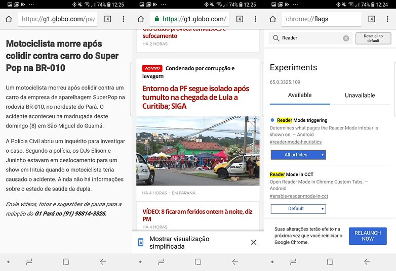 chrome modo leitura