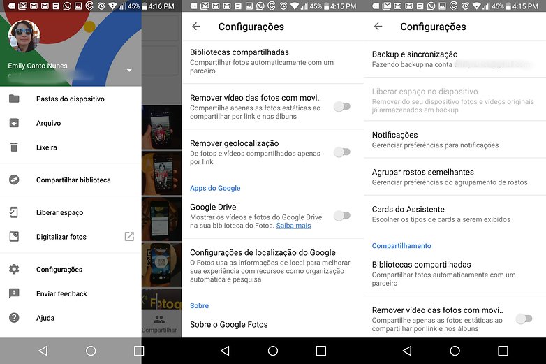 google fotos configuracoes