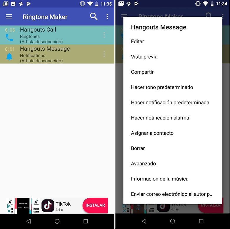 ringtone maker menu spanish