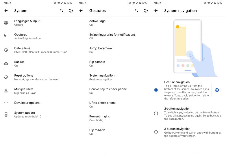android 10 gestures
