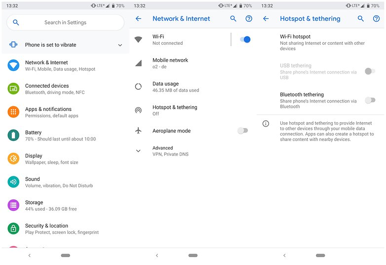 android pie hotspot tethering