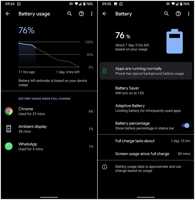 android 10 battery menu