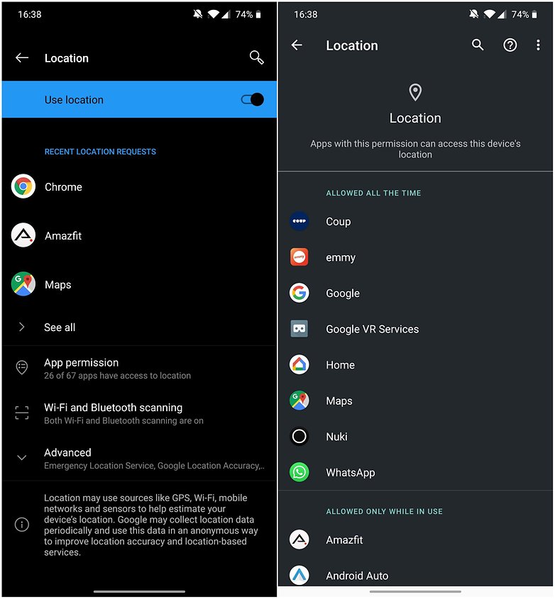 android turn off location