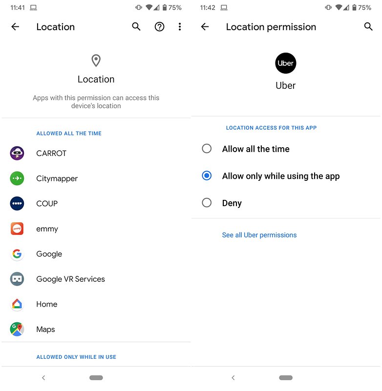 app permissions location