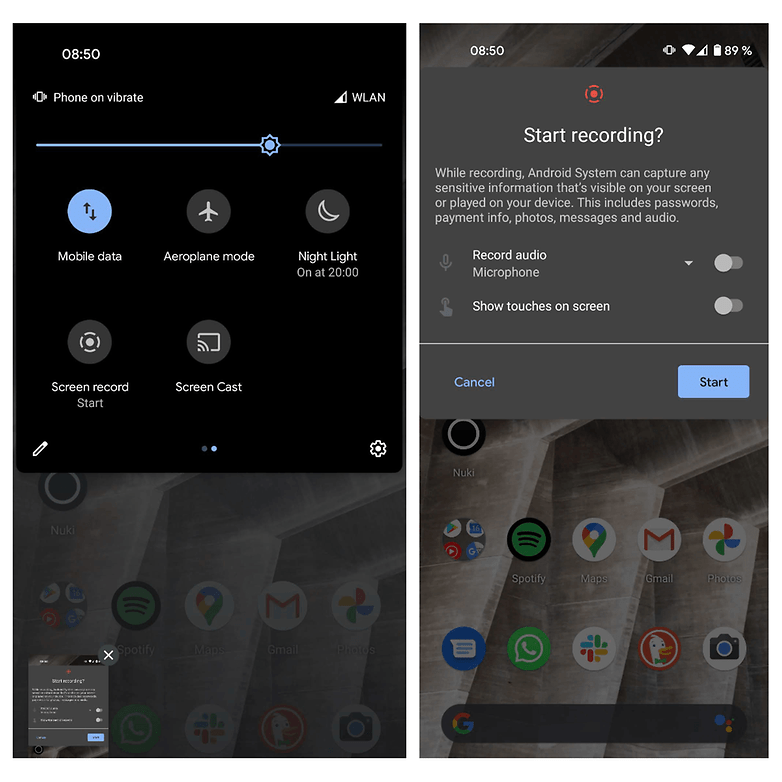 screen recording android 11 screenshots