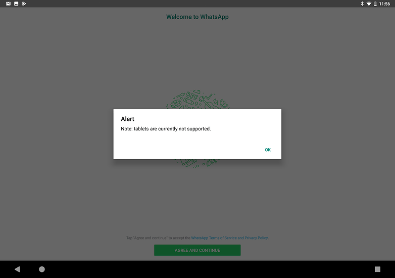 use whatsapp on tablet not supported