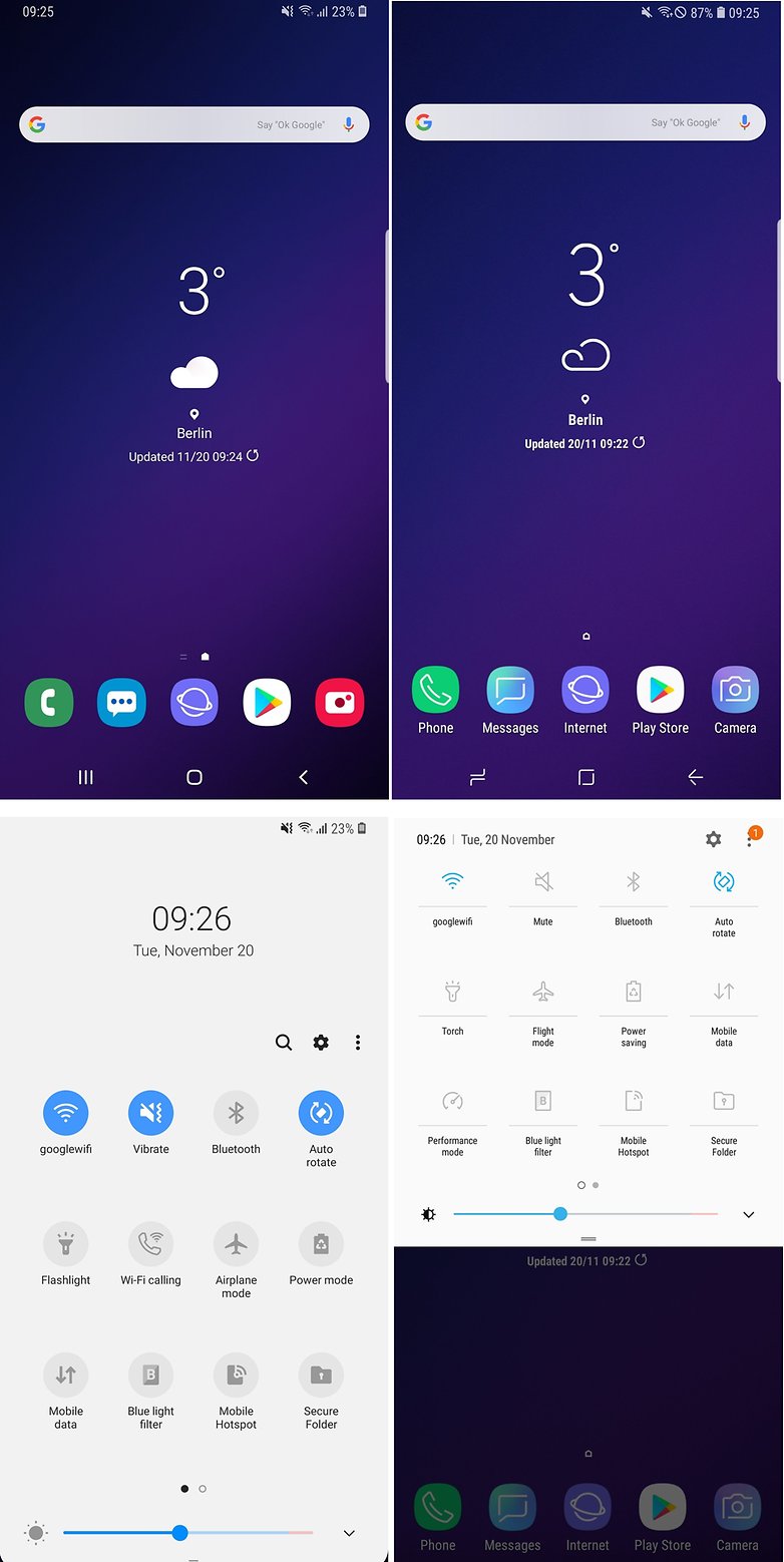 Samsung One UI confronto