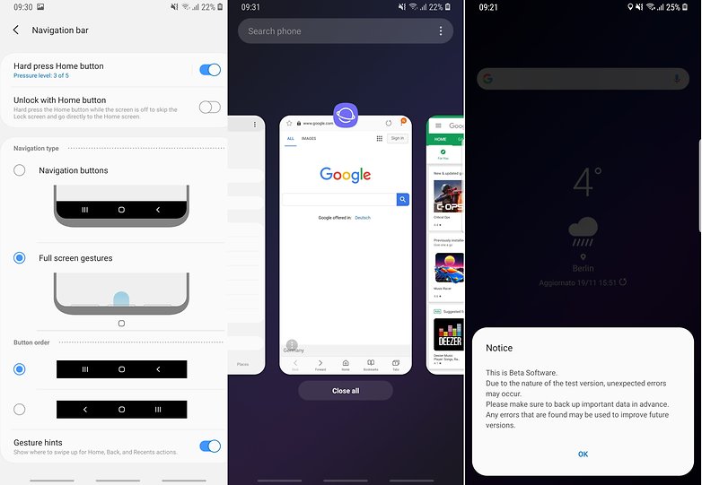 Samsung One UI gesture