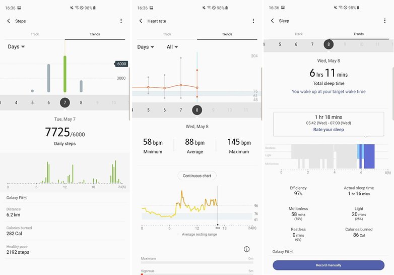 galaxy fit e samsung health