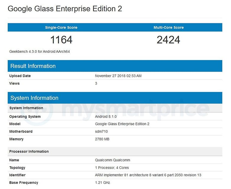 google glass enterprise edition 2 geekbench