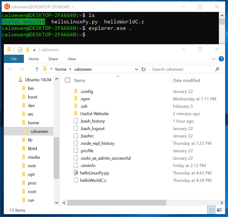 windows 10 linux files
