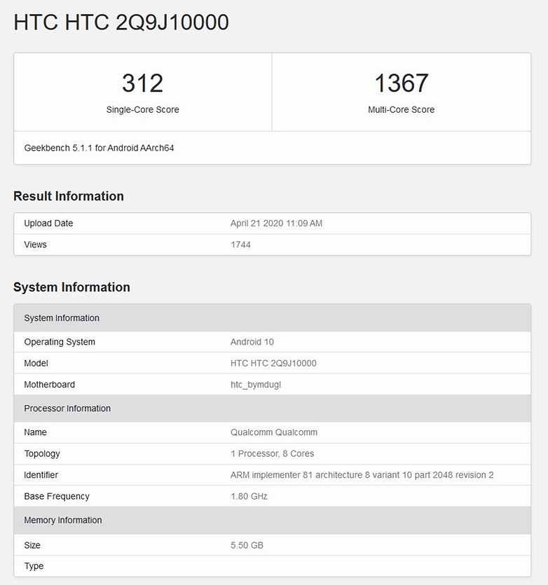 HTC Desire 20 Pro Benachmark Test