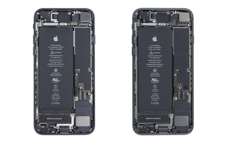 Vergleich iPhoneSE links iPone8 rechts