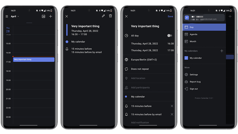 Application Proton Calendar captures d'écran