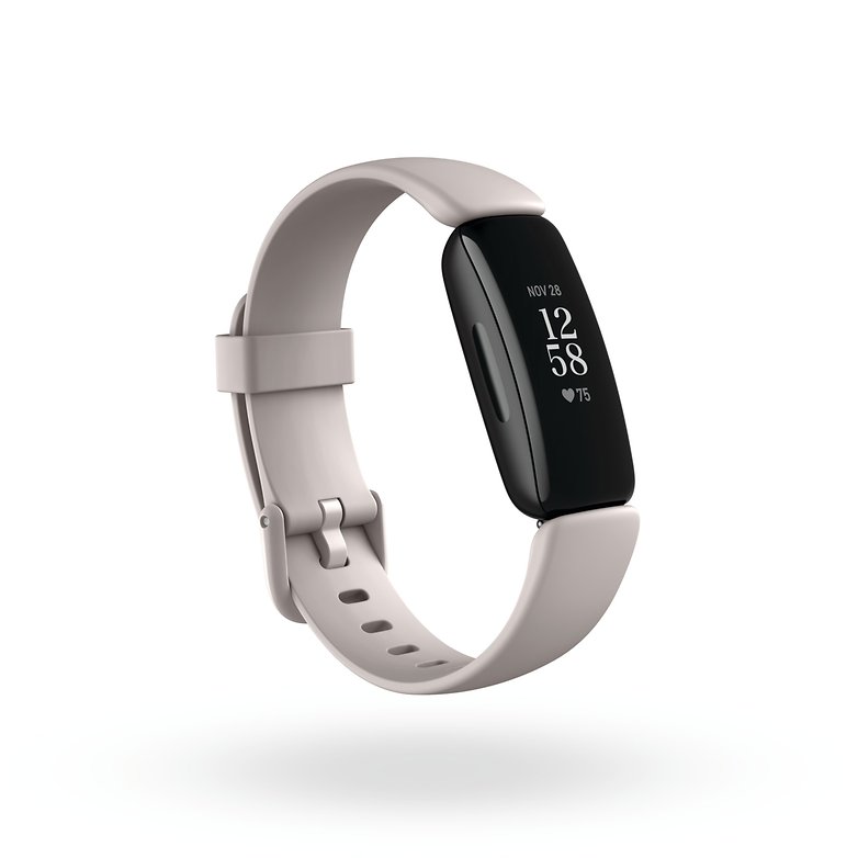 Fitbit Inspire 2 Render 3QTR Core Lunar White Black Clock Default Shadow