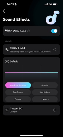 Screenshots der Begleit-App zu den Soundcore Space One Pro