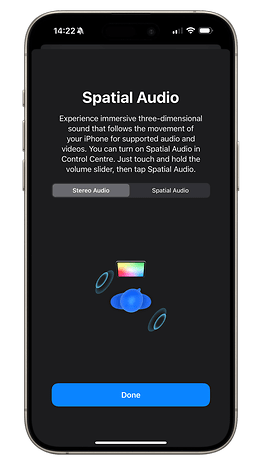 Capture d'écran des réglages iOS 17 de l'AirPods Max avec l'Audio Spatial