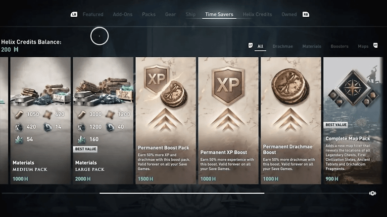 Screenshot der "Time Savers"-Credits, die Ihr bei Assassin's Creed kaufen könnt