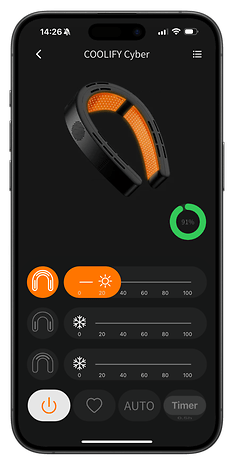 Torras app screenshot to control the Coolify Cyber ​​neck air conditioner.