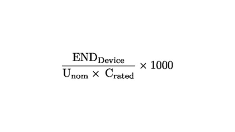 Formule de l'indice d'efficacité énergétique : ENDDevice / (Unom × Crated) × 1000. Formule de l'indice d'efficacité énergétique : ENDDevice / (Unom × Crated) × 1000.