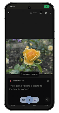 Screenshot of the Google Gemini Nano interface on the Google Pixel 9 Pro XL.