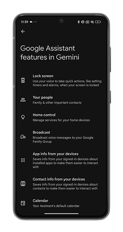 Capture d'écran de l'application Android de Google Gemini