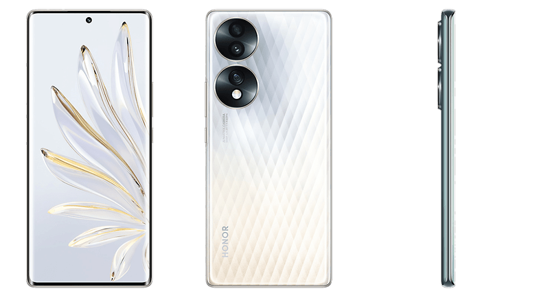 Das Honor 70 von vorne, von hinten und von der Seite