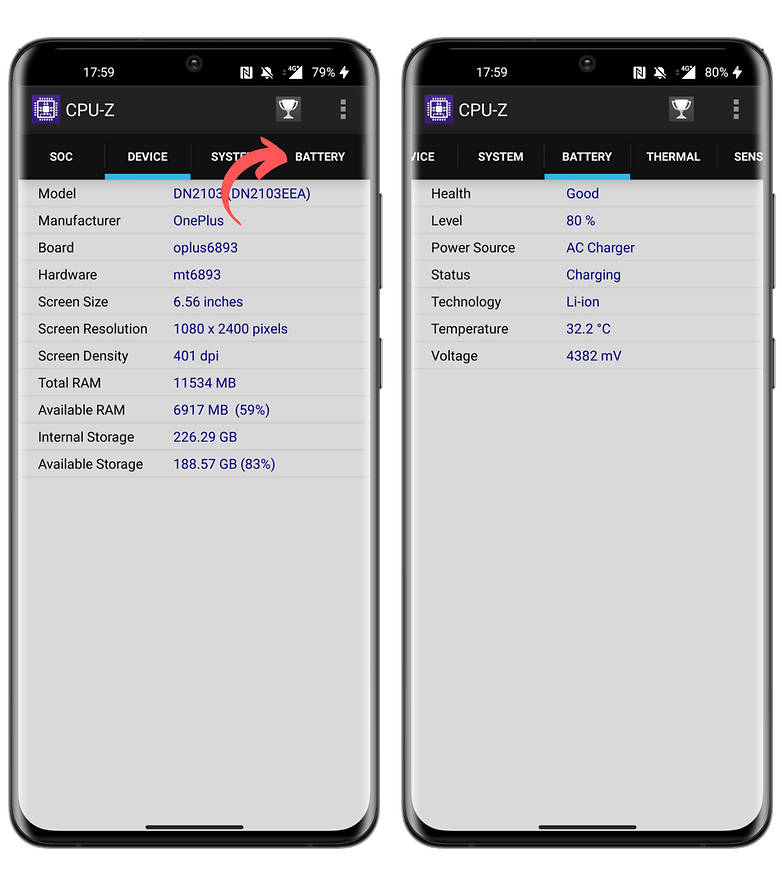 Vérifier batterie smartphone