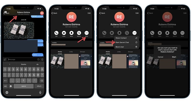 how to start secret chat telegram ios
