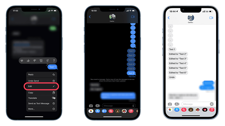 Capturas de pantalla de la aplicación iMessage