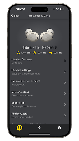 Jabra Sound+ earbuds settings for the Jabra Elite 10 Gen 2