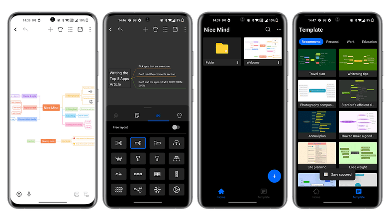 Screenshots der Nice Mind Maps App