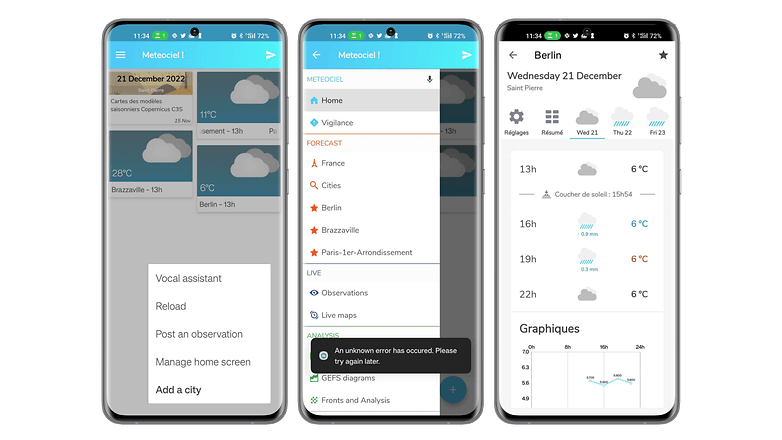 Meilleures applications Android captures d'écran Meteociel