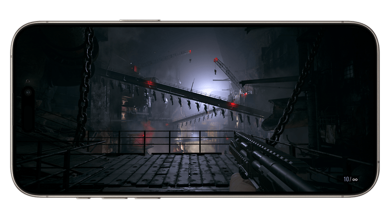Resident Evil Village Lichteffekt-Screenshot auf dem iPhone 15 Pro Max