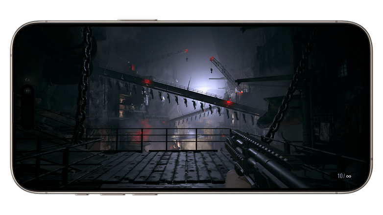 Resident Evil Village Lichteffekt-Screenshot auf dem iPhone 15 Pro Max