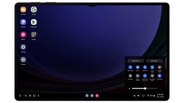 Screenshots taken on the Samsung Galaxy Tab S9 Ultra showing the One UI interface in DeX mode.