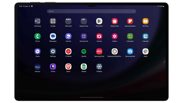Screenshot of the Samsung Galaxy Tab S9 Ultra interface in tablet mode.