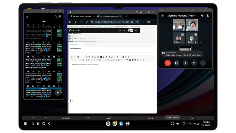 Der Screenshot demonstriert Multitasking auf dem Galaxy Tab S9 Ultra