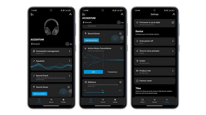 The Sennheiser Smart Control app is neat and simple.