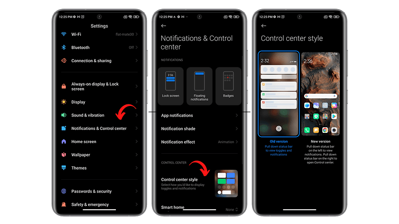 Xiaomi MIUI 13 comment remplacer Control Center