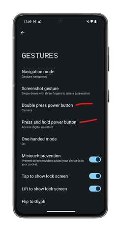 Capture d'écran de Nothing OS 2.5 montrant comment trasnformer le bouton d'alimentation de votre Nothing Phone en bouton d'action