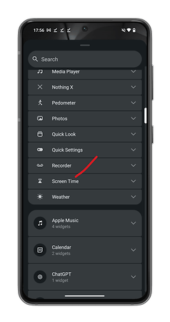Capture d'écran de Nothing OS 2.5 montrant comment surveiller votre temps d'écran avec un widget
