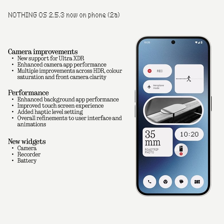 Un visuel de Nothing montrant l'ajout du widget pour enregistrer les appels dans la version Nothing OS 5.2.3