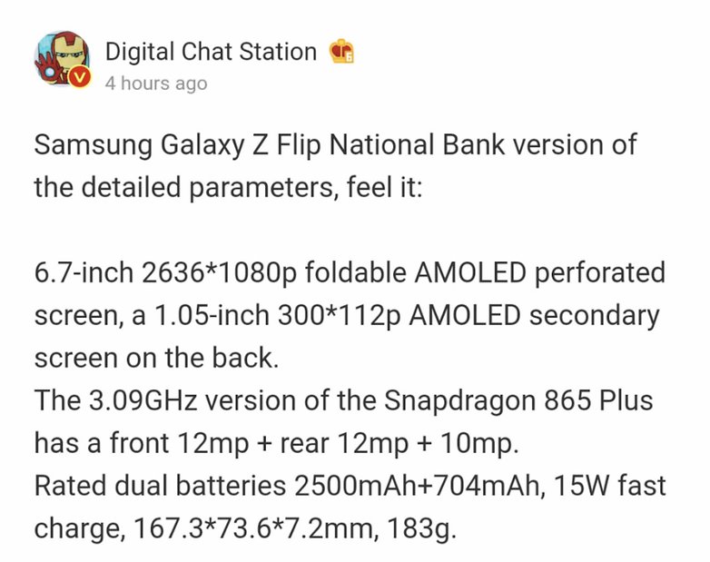 samsung galaxy z flip specs leak 1